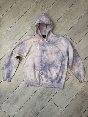 OBEY Lavender Tie-Dye Crewneck Hoodie, L